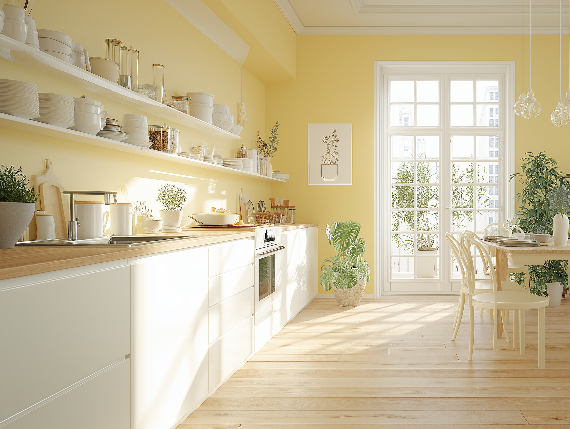 yellow painted kitchen in butter glen at Jax & hue