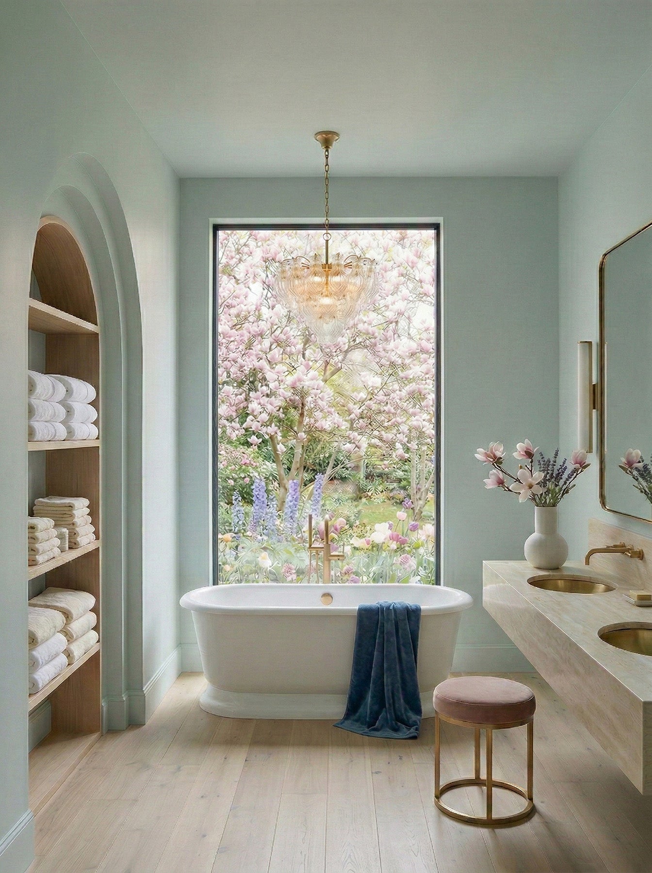 soft green blue painted modern bathroom, painted in eucalyptus veil paint
