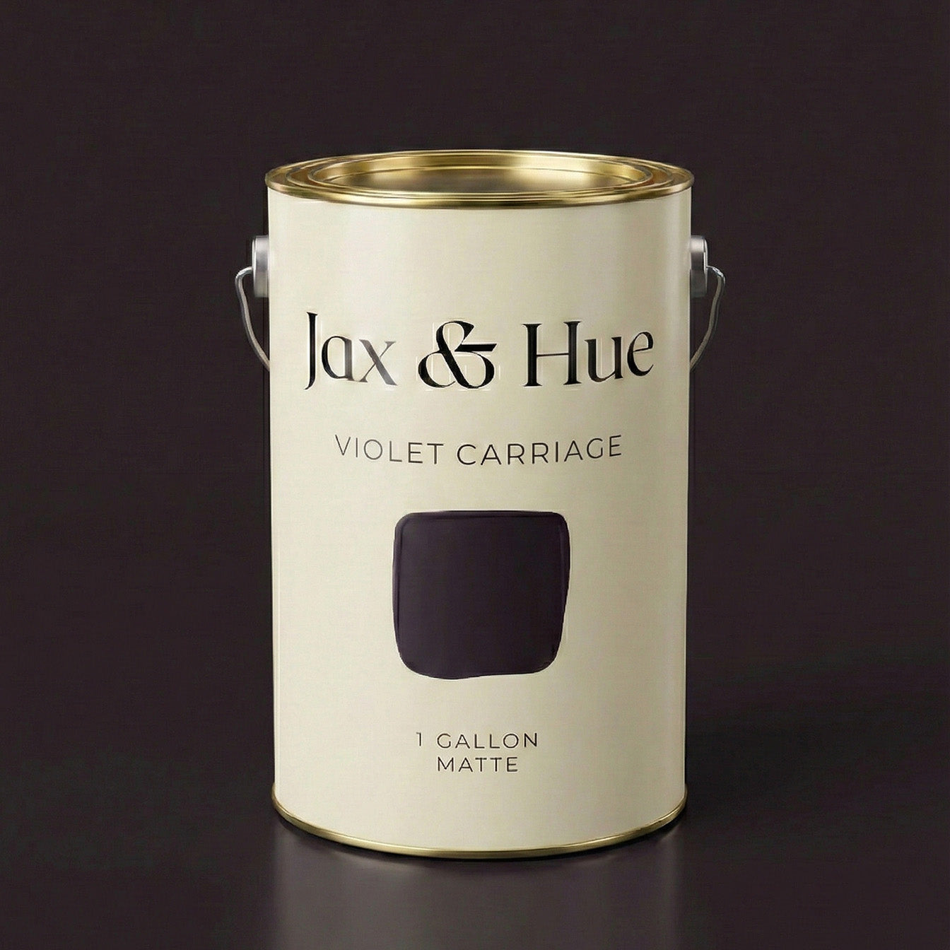 Jax & Hue Violet Carriage paint can, a regal dramatic purple with vintage soul for eclectic interiors.