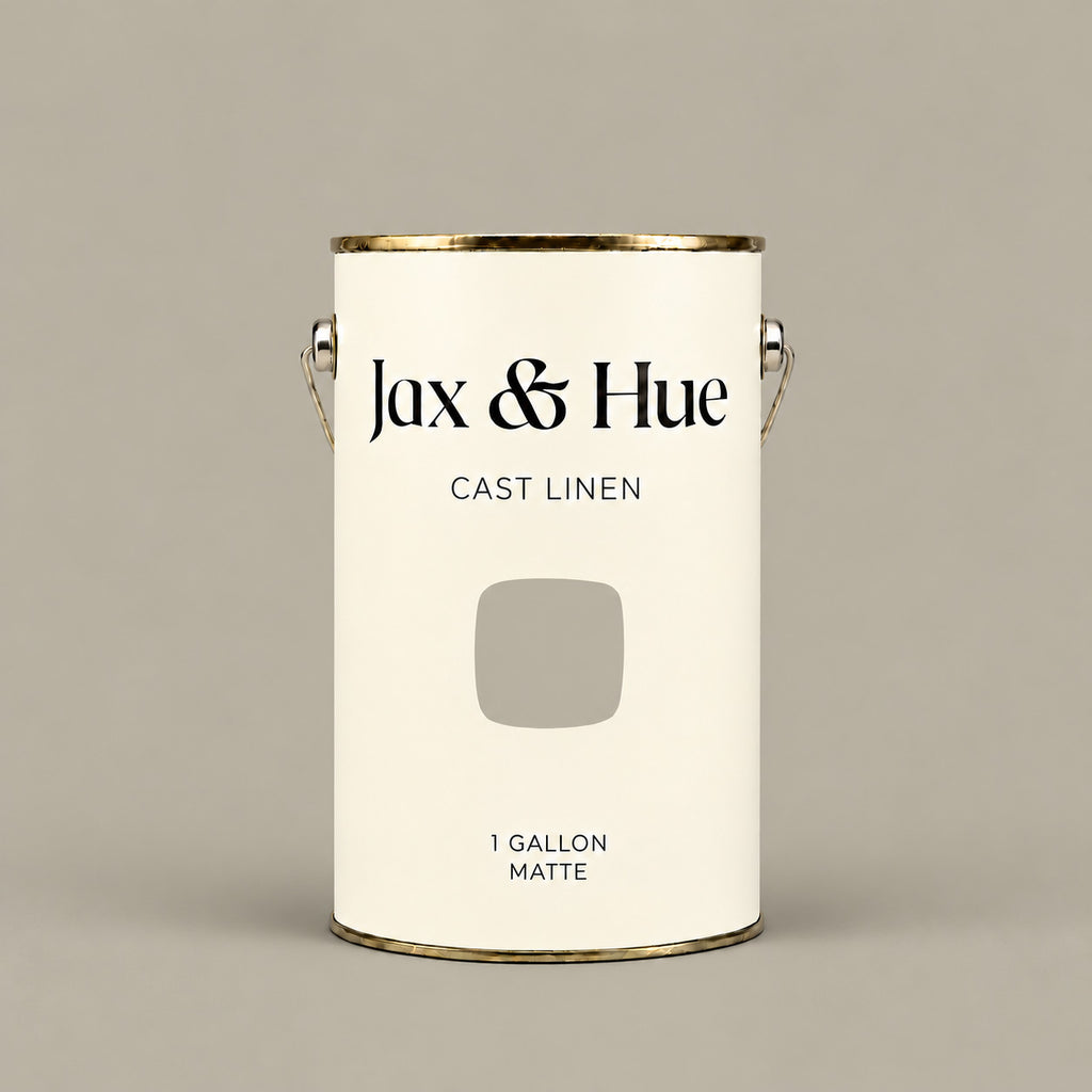 Jax & Hue Cast Linen warm greige paint gallon, a soft architectural neutral with linen and stone undertones.
