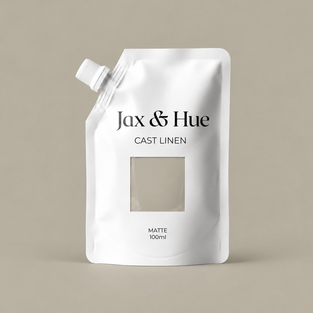 Cast Linen warm greige paint color tester from Jax & Hue for sampling this soft neutral at home.