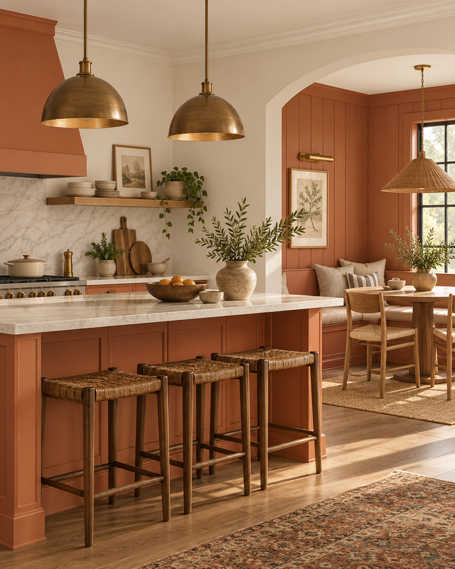 Cloud Milk gives Terracotta Bloom’s earthy coral a fresh, luminous counterpart. The soft white opens up the palette, while terracotta brings warmth and a little spontaneity. Together, they make a home feel both breezy and grounded, an inviting move into color that carries beautifully from room to room.