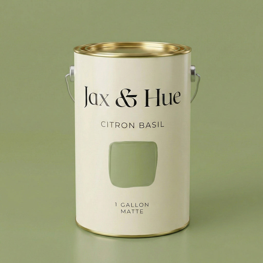 Jax & Hue Citron Basil interior paint, a fresh savory green with soft yellow zest for lively rooms.
