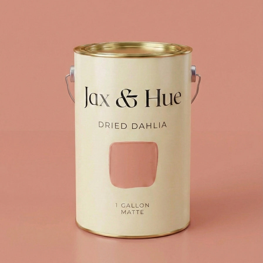 Jax & Hue Dried Dahlia interior paint, a romantic rose-terracotta clay color for warm, earthy bedrooms.