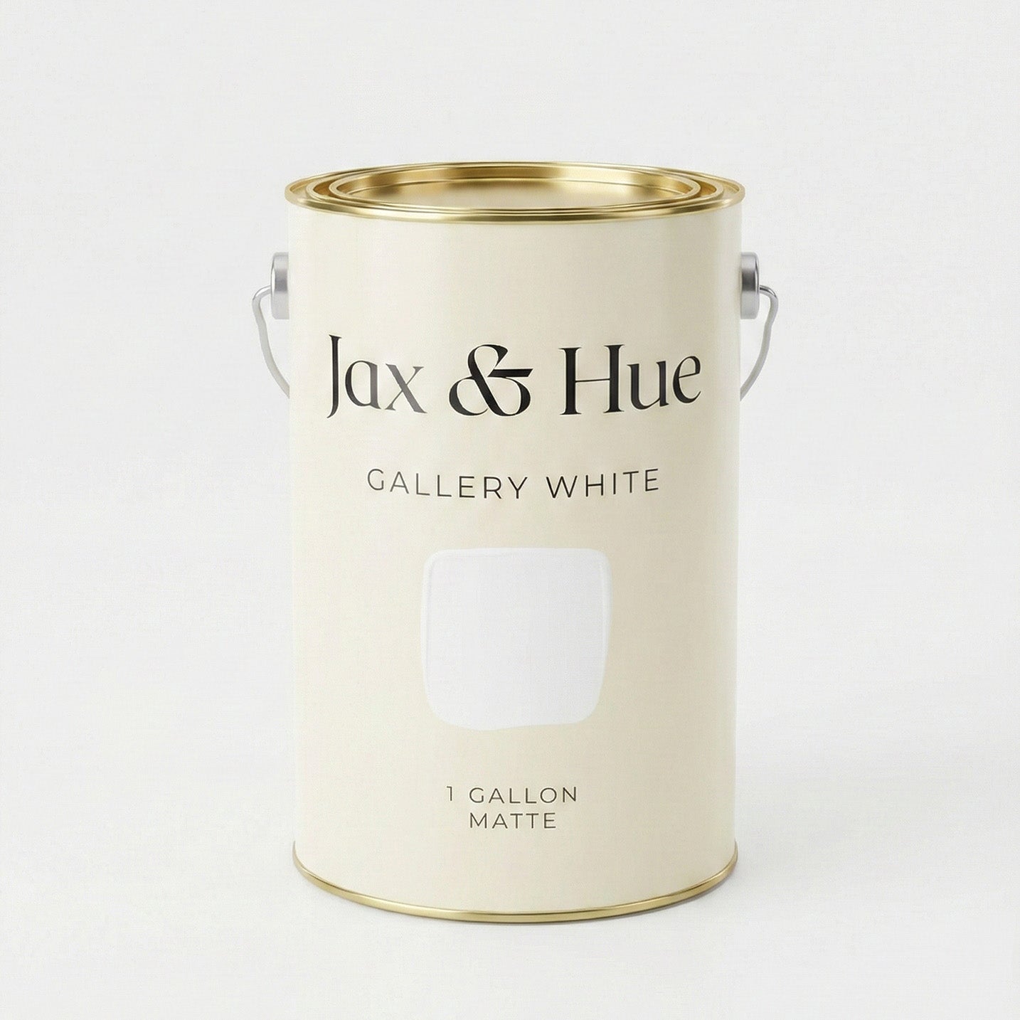 Jax & Hue Gallery White interior paint can, a crisp clean white matte finish that brightens modern living rooms.