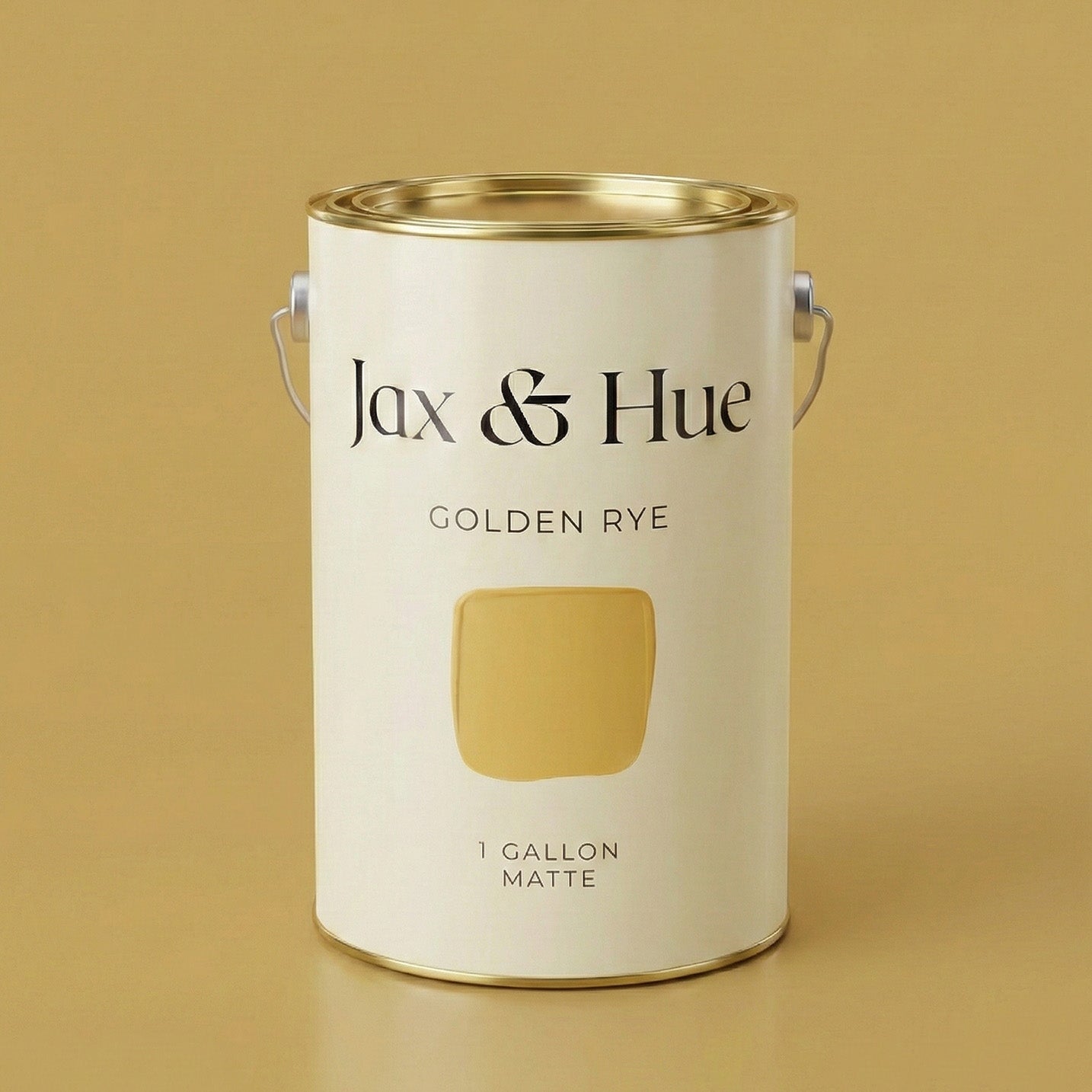Jax & Hue Golden Rye interior paint, an earthy golden yellow with rustic richness for cozy sunrooms.