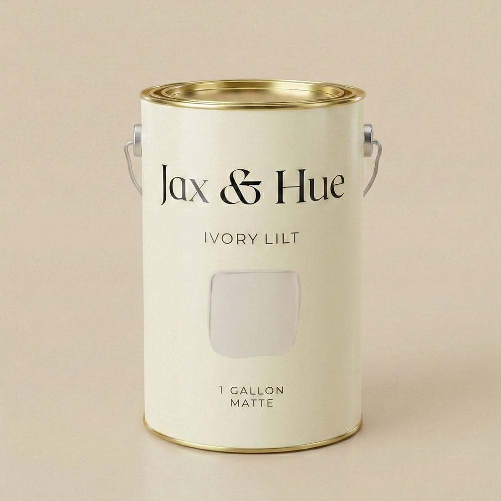 Jax & Hue Ivory Lilt interior wall paint, a warm off-white with a soft natural glow for sunny kitchens.