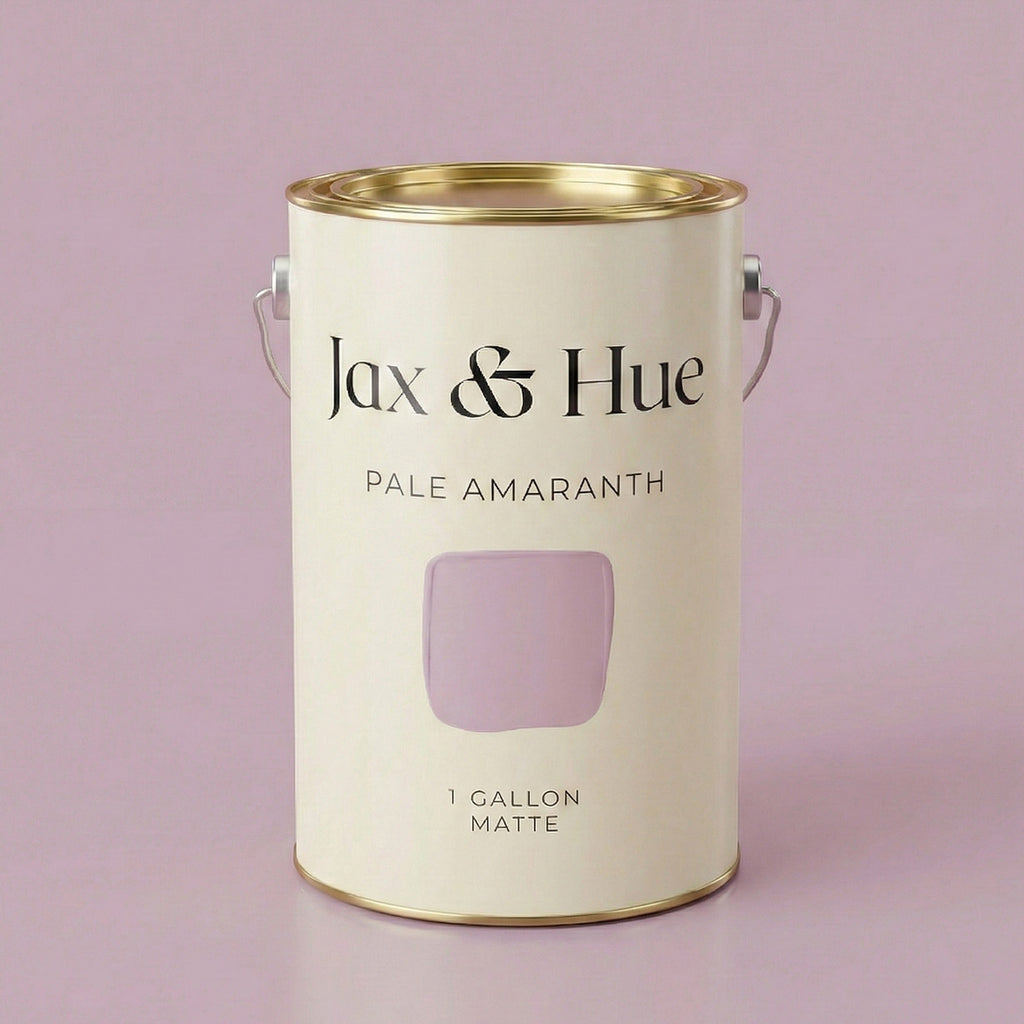 Jax & Hue Pale Amaranth interior paint, a soft lavender-gray with graceful poise for feminine bedrooms.