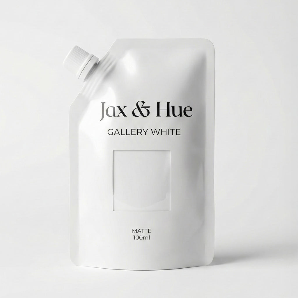 Jax & Hue Gallery White paint container on a light gray background