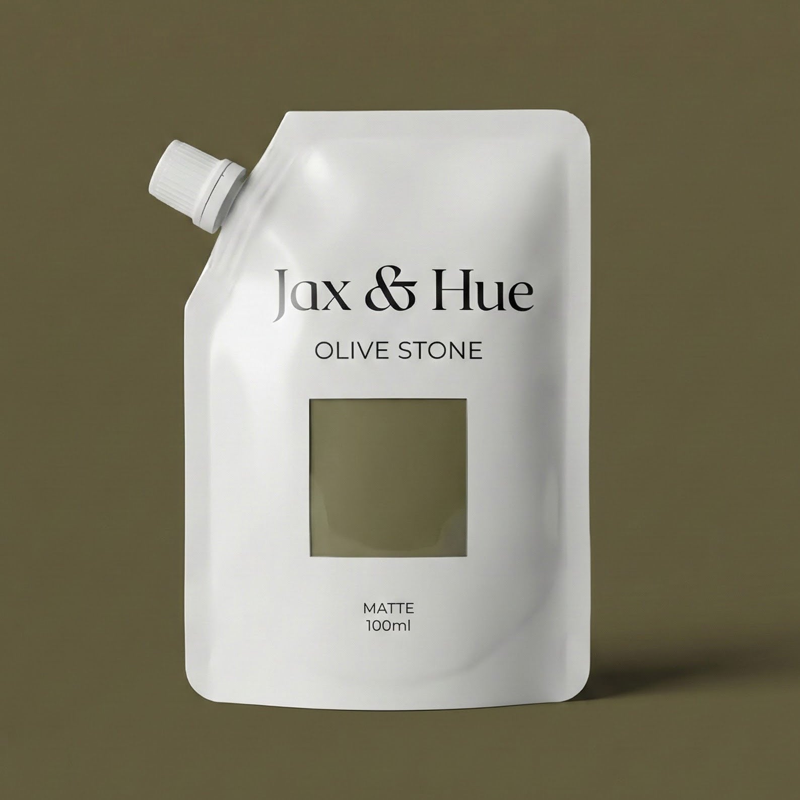 Jax & Hue olive stone hair color packaging on a brown background