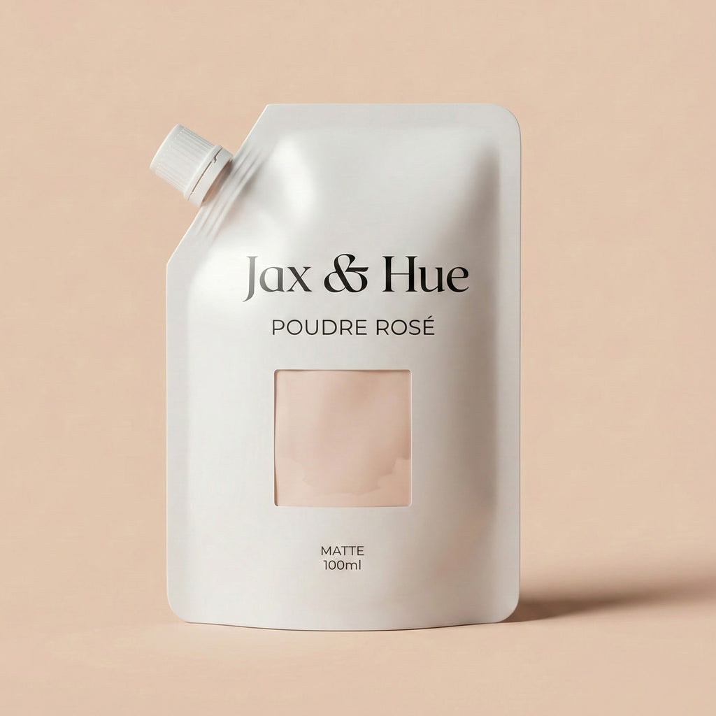 Jax & Hue Poudre Rose packaging on a beige background