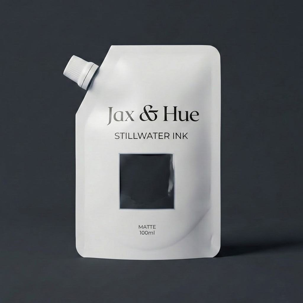Jax & Hue Stillwater Ink packaging on a dark background
