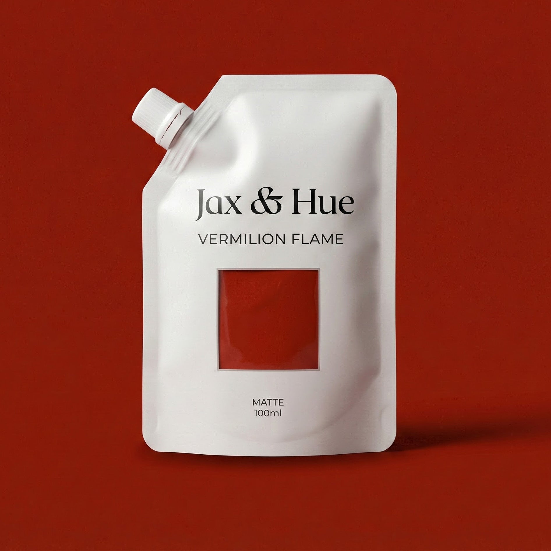 Jax & Hue Vermilion Flame red paint pouch in 100ml tester