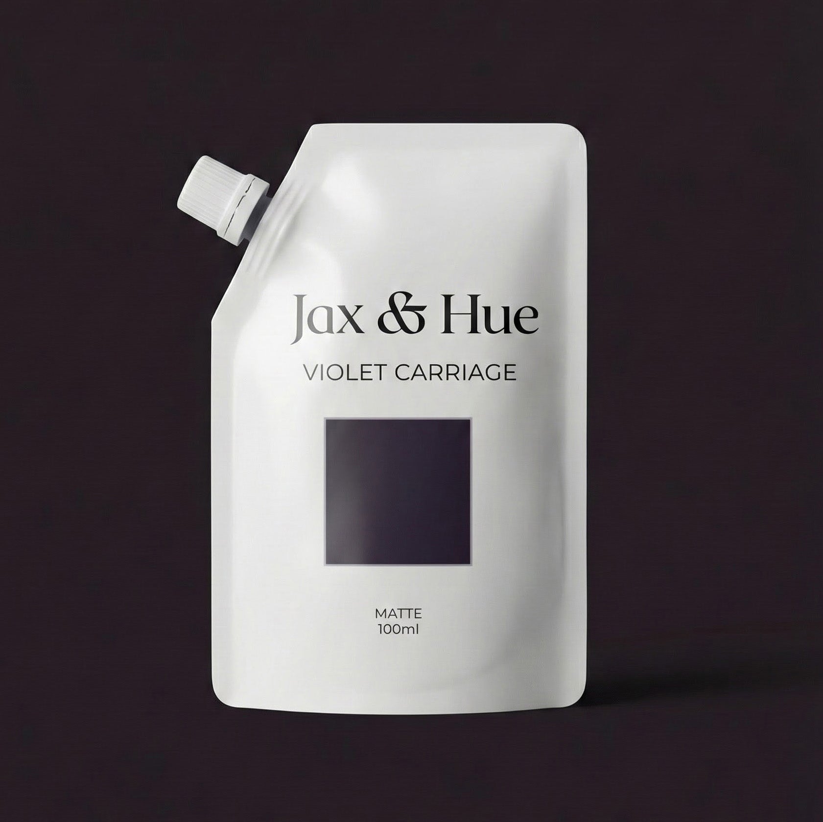 Jax & Hue Violet Carriage paint pouch on a dark background