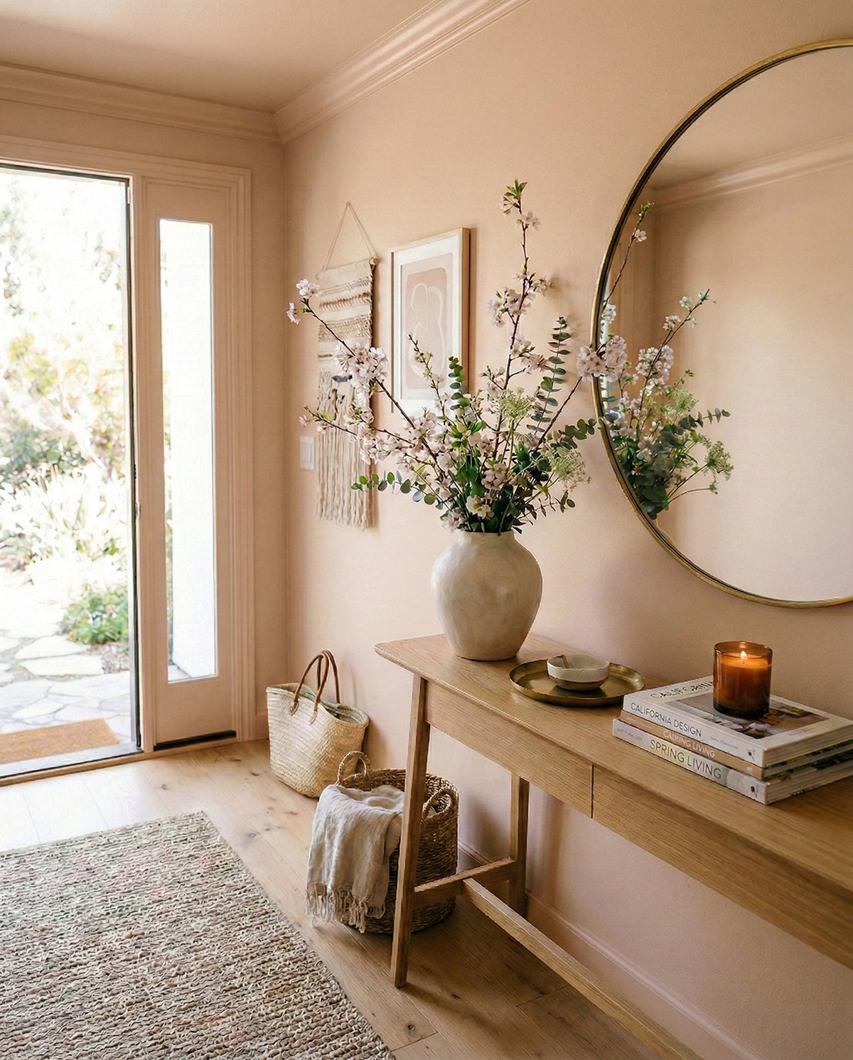 soft pink painted entryway