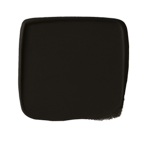 Black square cushion on a white background.