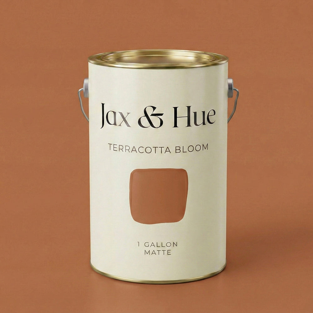 terracotta bloom paint can a deep orange clay painted backdrop